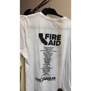 Fire Aid Los Angeles Benefit Concert T Shirt Women Size L White Graphic Tee 2005